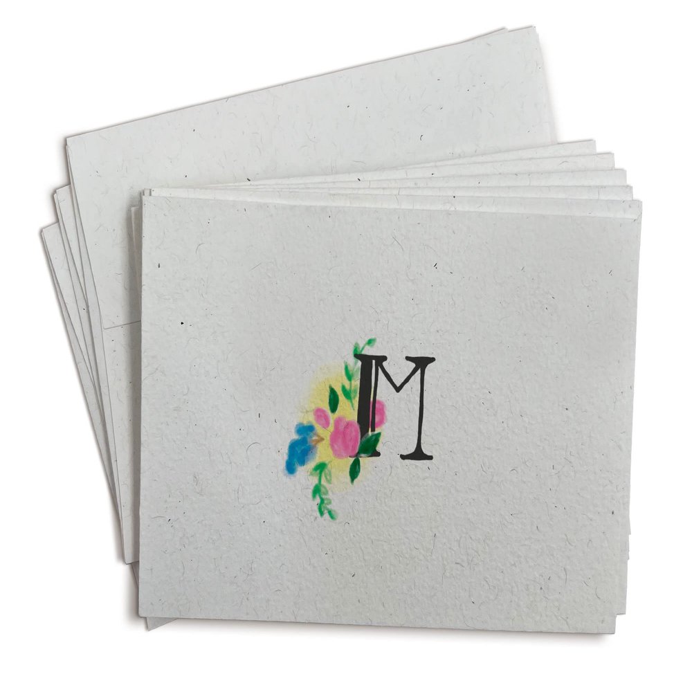 Sugartown Greetings Floral Monogram Note Cards - 24 Stationery Note Cards with Envelopes (Letter M)