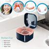 whoobell Denture CupRetainer Case,Cute Night Mouth Guard Box Holder, Storage Soak Container with Strainer basket for Travel Cleaning (Blue) view 2