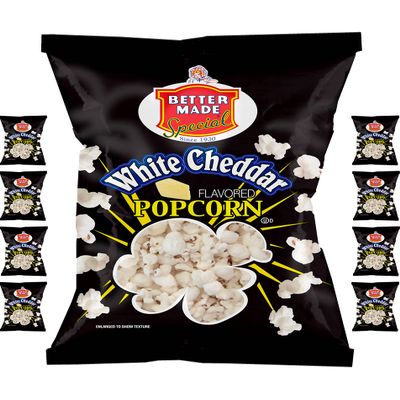 Better Made Special Popcorn (8) x Bags 2.5-2.75oz Each (Pack of 8) (WHITE CHED) - Adult Bulk Snacks, Kids Lunch, Delicious White Cheddar Flavorerd Popped Popcorn, Family Owned