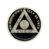 10 Year Sobriety Coin | Triplate AA Chip Recovery Anniversary Token (Black) view 2