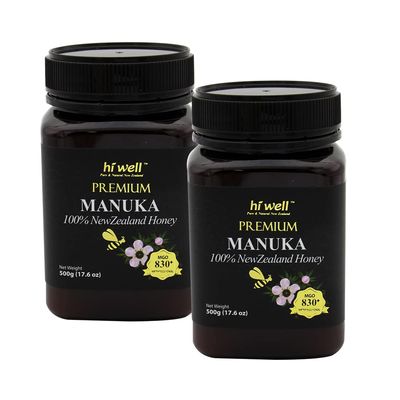 (Pack of 2) Hi Well Premium Manuka 100% New Zealand Honey MGO830+ 500g (17.6 oz)