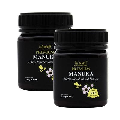 (Pack of 2) Hi Well Premium Manuka 100% New Zealand Honey MGO 830+ 250g (8.8oz)