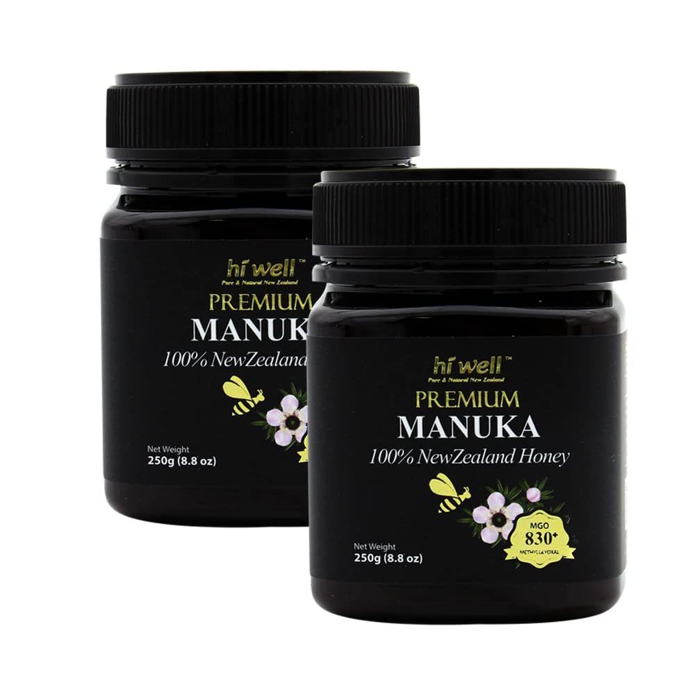 (Pack of 2) Hi Well Premium Manuka 100% New Zealand Honey MGO 830+ 250g (8.8oz)