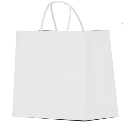 Qutuus White Paper Bags with Handles Bulk 100Pcs 8x4.5x10 White Gift Bags, Recyclable Kraft Paper Bags, Medium Paper Gift Bags for Shopping, Party Favor, Retail, Wedding