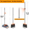kelamayi Upgrade Broom and Dustpan Set, Self-Cleaning with Dustpan Teeth, Indoor&Outdoor Sweeping, Ideal for Dog Cat Pets Home Use, Stand Up Broom and Dustpan (Gray&Orange) view 2