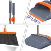 kelamayi Upgrade Broom and Dustpan Set, Self-Cleaning with Dustpan Teeth, Indoor&Outdoor Sweeping, Ideal for Dog Cat Pets Home Use, Stand Up Broom and Dustpan (Gray&Orange) view 3
