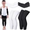 4 Pairs Kids Arm Sleeves for Basketball Kids Long Compression Leg Sleeves and Arm Sleeves Youth Basketball Leg Sleeves(Black and White,Large) view 1