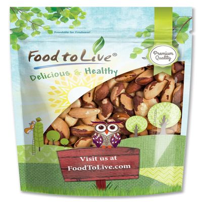 Food to Live Dry Roasted Brazil Nuts, 1 Pound  Unsalted, Whole, Oven Roasted Brazilian Nuts, No Oil Added, Shelled, Vegan, Kosher, Bulk. Good Source of Protein and Essential Fatty Acids. Crunchy Snack