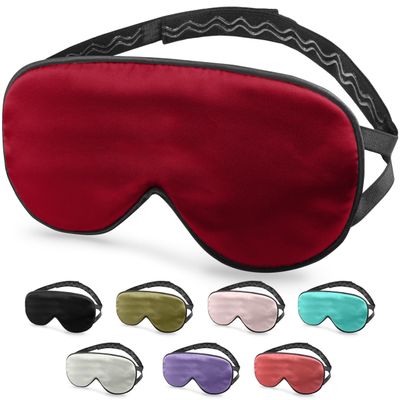 Quietstore Silk Sleep Mask - Mulberry Eye Masks for Sleeping, Luxury & Comfortable Face Blackout Cover for Women & Men with Adjustable Non - Slip Strap, Elastic Light Blocking (Red)