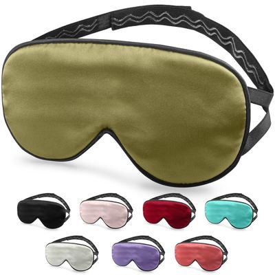 Quietstore Silk Sleep Mask - Mulberry Eye Masks for Sleeping, Luxury & Comfortable Face Blackout Cover for Women & Men with Adjustable Non - Slip Strap, Elastic Light Blocking (Green)