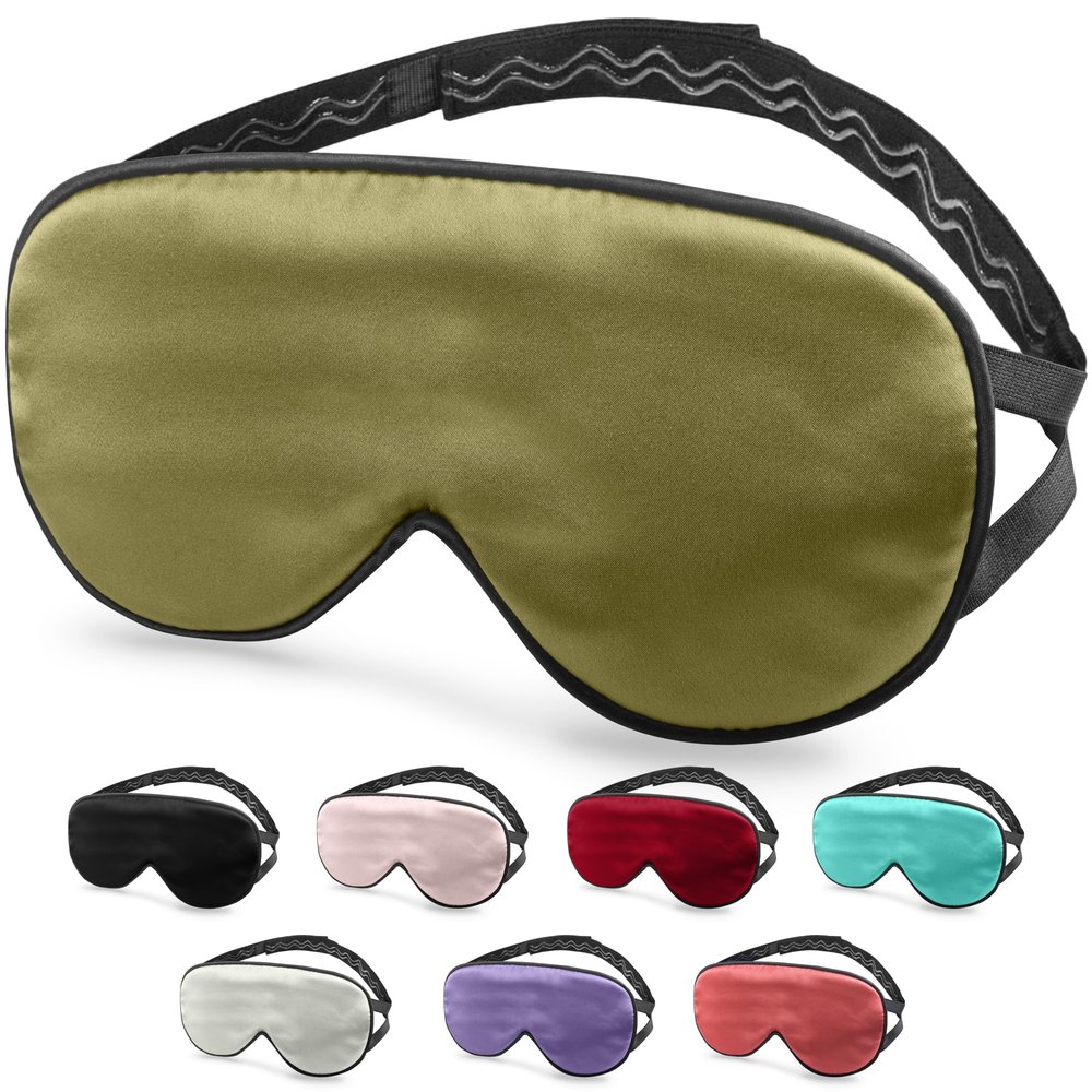 Quietstore Silk Sleep Mask - Mulberry Eye Masks for Sleeping, Luxury & Comfortable Face Blackout Cover for Women & Men with Adjustable Non - Slip Strap, Elastic Light Blocking (Green)