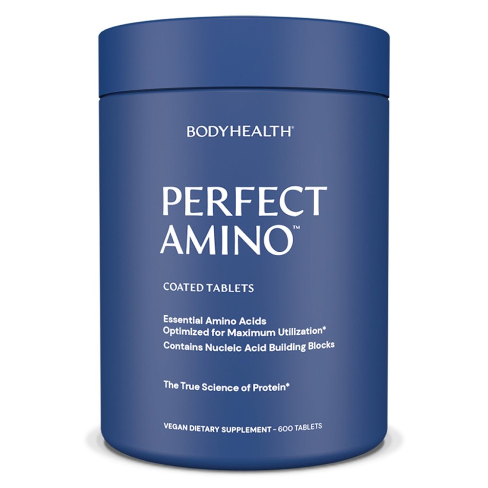 BodyHealth PerfectAmino (600 ct) Easy to Swallow Tablets, Essential Amino Acids Supplement with BCAAs, Vegan Protein for Pre/Post Workout & Muscle Recovery with Lysine, Tryptophan, Leucine, Methionine