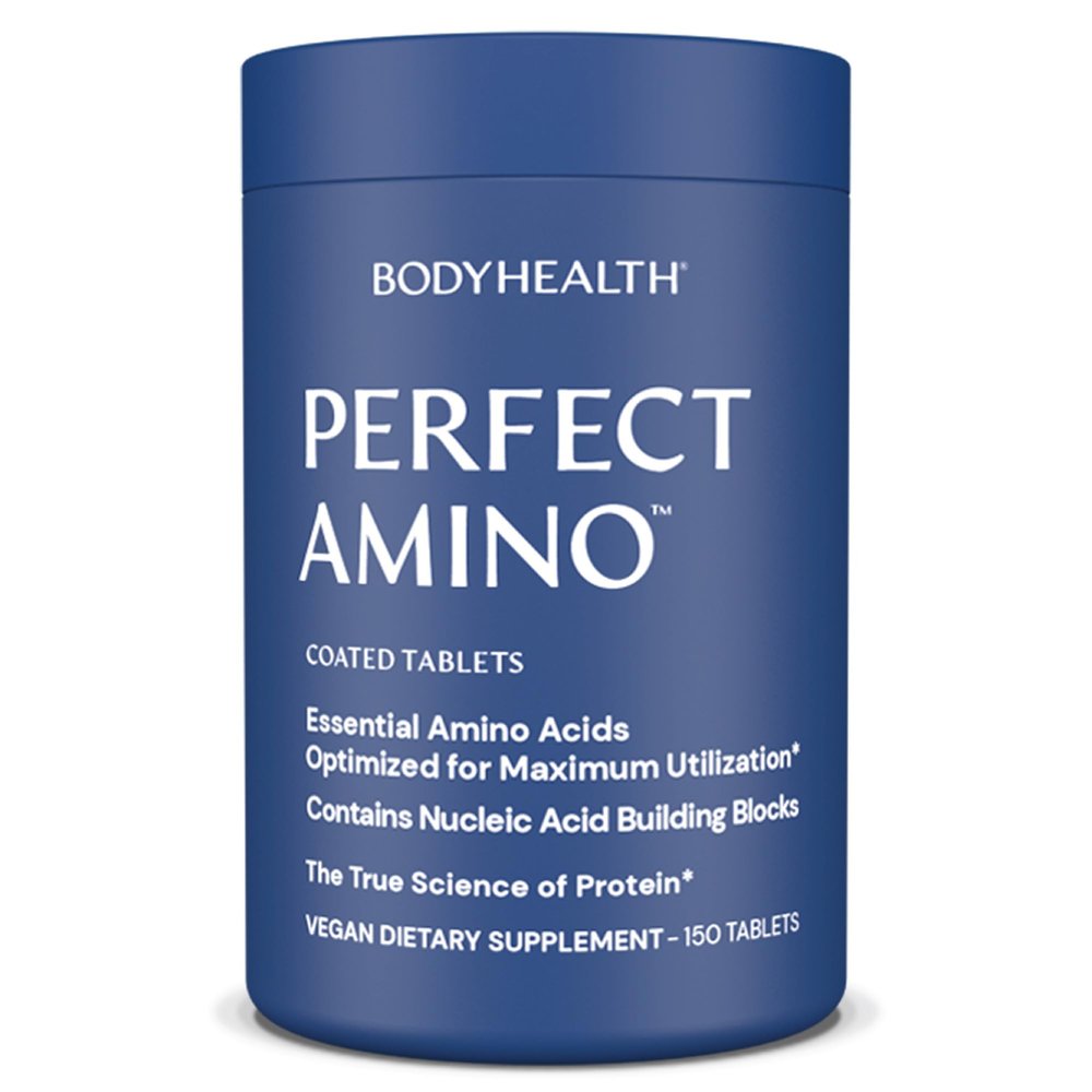 BodyHealth PerfectAmino (150 ct) Easy to Swallow Tablets, Essential Amino Acids Supplement with BCAAs, Vegan Protein for Pre/Post Workout & Muscle Recovery with Lysine, Tryptophan, Leucine, Methionine