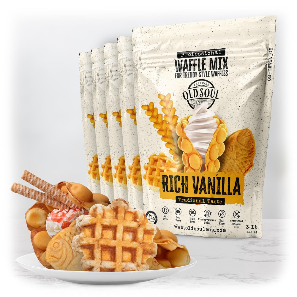 Trendy Waffle & Pancake Mix | Bubble Belgian Cone | Natural Ingredients | Easy Preparation | Reach Vanilla Flavor | 15 Lbs