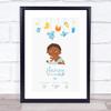 New Baby Birth Details Christening Nursery Dark Skin Afro Boy Gift Print view 1