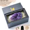 Natural Deep Purple Amethyst Crystal Geode from Uruguay 1lb-1.5lb, A Grade Amethyst Cluster, Premium Gift Box for Collectors Reiki Healing Positive Energy by GEMBOURY view 4