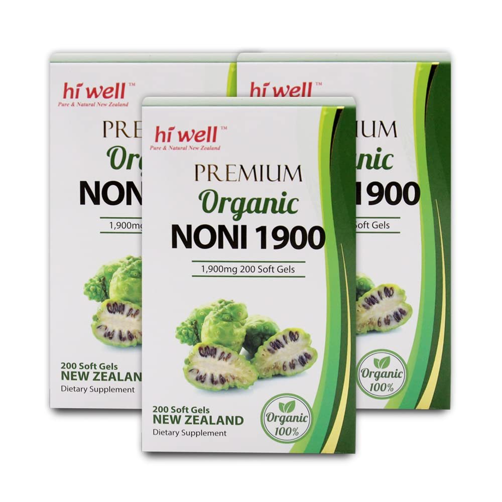 (Pack of 3) Hi Well Premium Organic Noni 1900 200Softgels