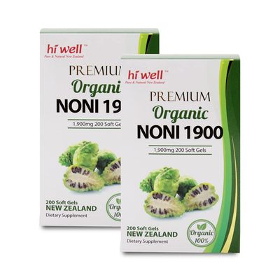 (Pack of 2) Hi Well Premium Organic Noni 1900 200Softgels