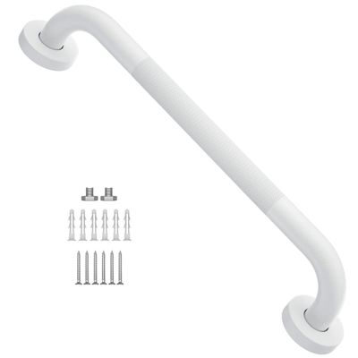 16 Inch Anti Slip Shower Grab Bar Oil Rubbed White, Munzong Bathroom Grab Bar, Knurled Bathroom Balance Bar,Safety Hand Rail Support Handicap Elderly Injury Senior Assist Bath Handle