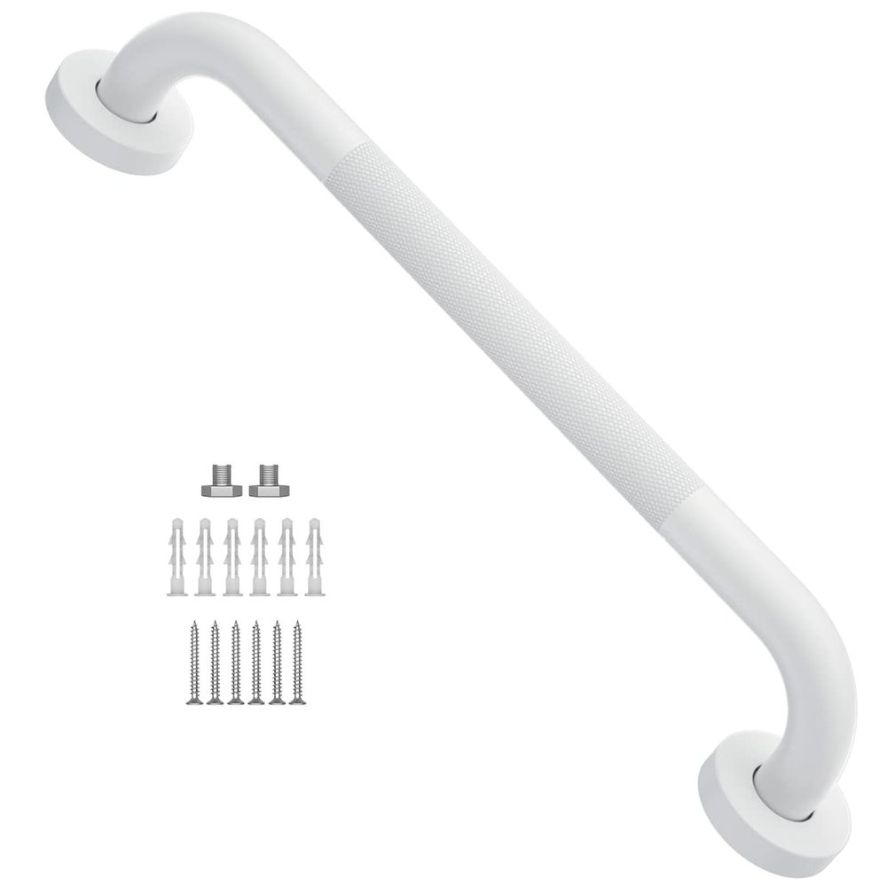 16 Inch Anti Slip Shower Grab Bar Oil Rubbed White, Munzong Bathroom Grab Bar, Knurled Bathroom Balance Bar,Safety Hand Rail Support Handicap Elderly Injury Senior Assist Bath Handle