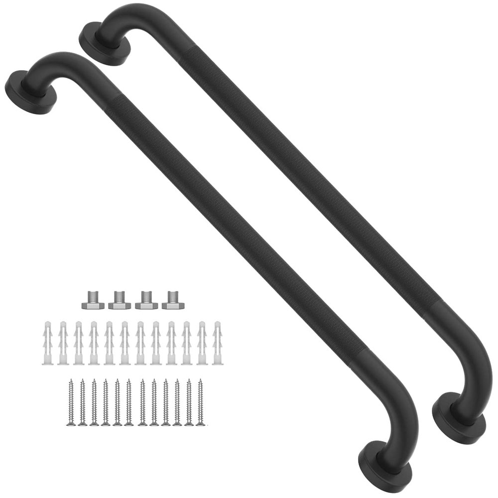 2 Pack 24 Inch Anti Slip Shower Grab Bar Oil Rubbed Black 1.25" Diameter,Munzong Bathroom Grab Bar, Knurled Bathroom Balance Bar,Safety Hand Rail Support Handicap Elderly Senior Assist Bath Handle