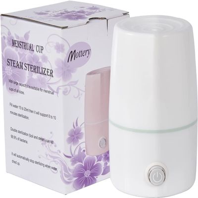 Mottery Menstrual Cup Sterilizer Period Cup Steamer Cleaner Machine High Temperature Wash Your Cup 99.9% Dirty 8 Minutes - Feminine Hygiene - Leak-Free (White Color)