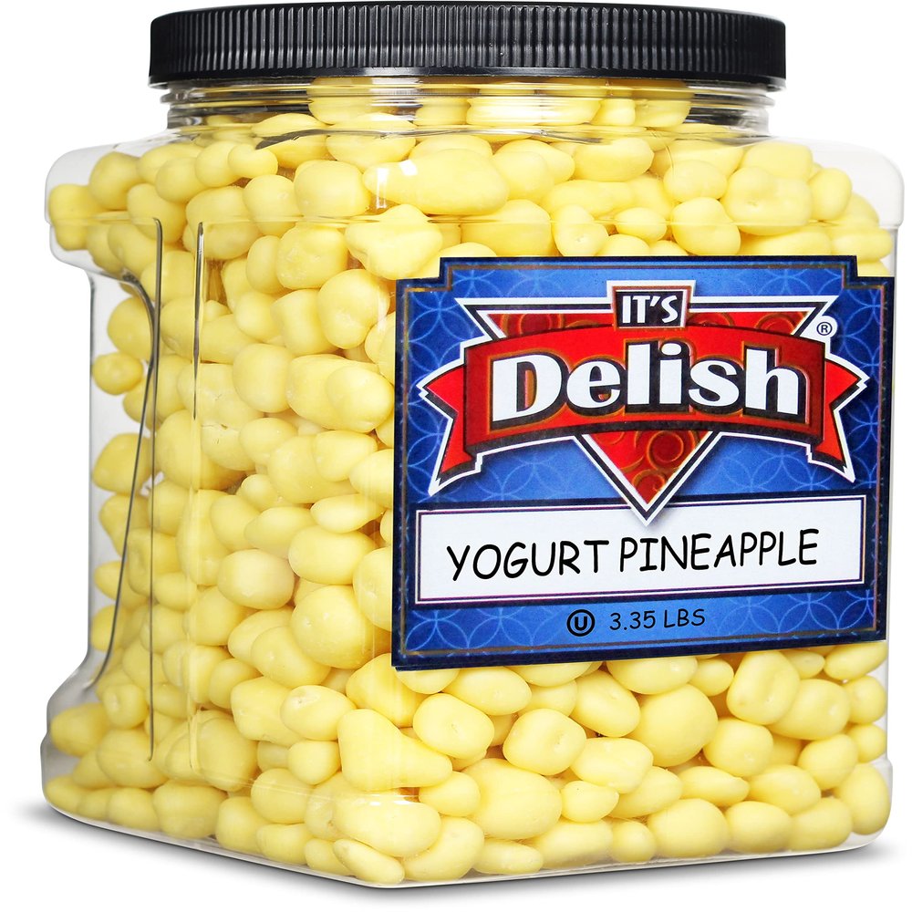 Yogurt Covered Pineapple Dices by It's Delish, 3 LBS Jumbo Container | Kosher Dairy-Free Jumbo Yogurt Covered Fruit for Vegan Snacking | Dried Diced Pineapple Coated in Yogurt-Flavored Shell Snack Treats