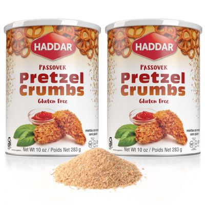 Haddar Gluten Free Pretzel Crumbs 10oz (2 Pack) | Perfect for Coating Poultry, Fish, and More Fried Favorites, Kosher for Passover