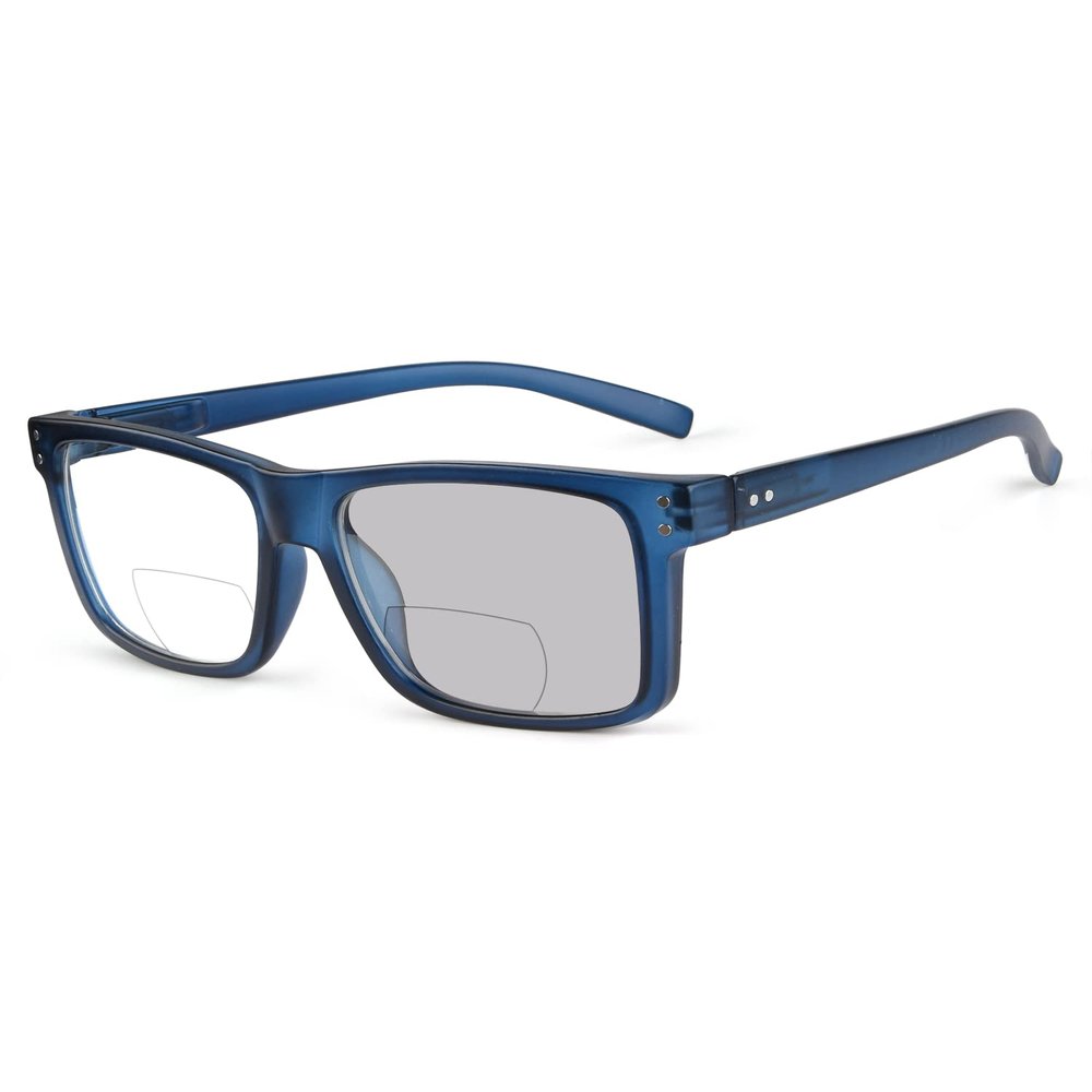 Eyekepper Transition Photochromic Bifocal Reading Glasses Oversized Large Frame Blue +3.00