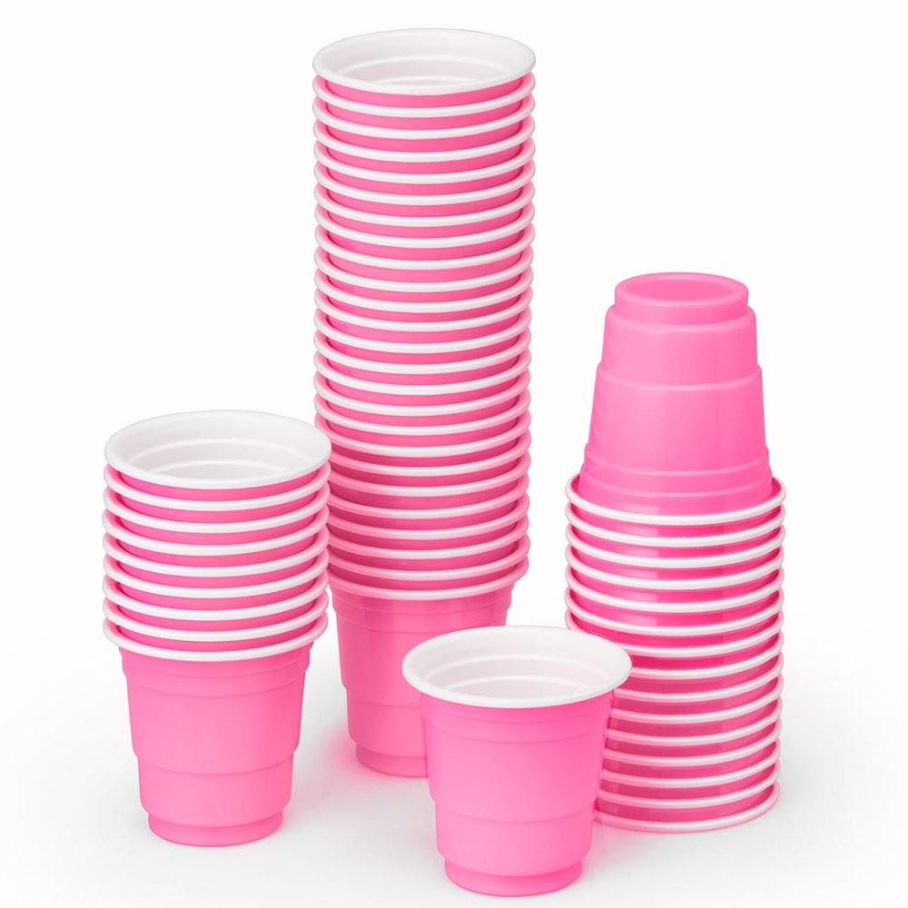 xo, Fetti Party Decorations Pink Plastic Shot Glasses - 50 Matte Disposable 2 oz Cups | Bachelorette Party, Birthday Party, Party Favors, Baby Shower Supplies