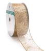 CT CRAFT LLC Organza with Champagne Gold Glitter Snowflakes Wired Ribbon 2.5 inch x 50 Yards for Christmas Home Decor Tree Topper Bow Gift Wrapping DIY Crafts Wreath Garland Wedding view 1