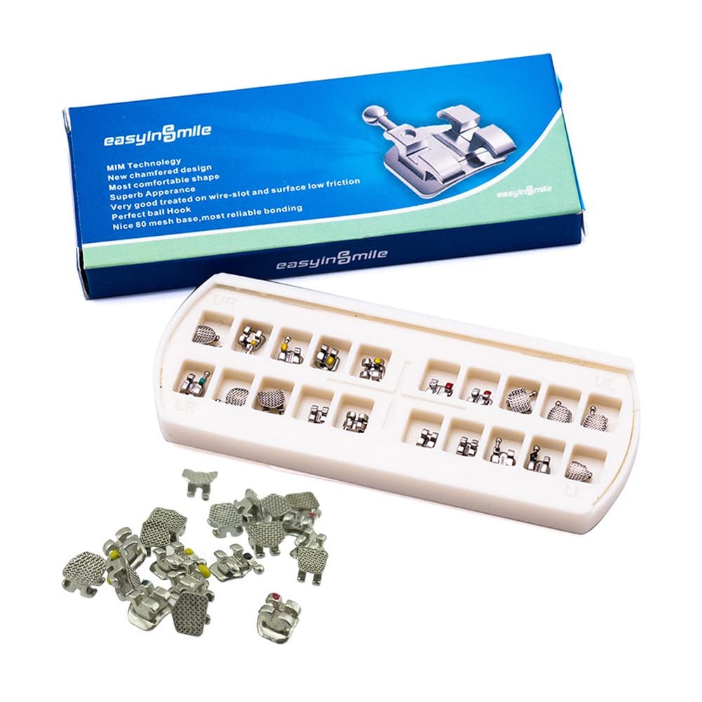 SNAWOP Dental Orthodontic Brackets 20PCS Mini Metal Braces Slot.022 Hooks (MBT 022 3-4-5 with Hooks)