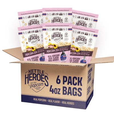 Kettle Heroes Popcorn, Popcorn Zen, Sunflower Oil & Himalayan Pink Salt, 3 oz (6)