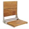 Teak Shower Seat - Contour Wood / Folding Wall Mount Bench for Inside Shower / ADA Safety Assist / 304 Stainless Steel / Brushed Finish / 26" x 16" view 1