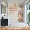 Teak Shower Seat - Contour Wood / Folding Wall Mount Bench for Inside Shower / ADA Safety Assist / 304 Stainless Steel / Brushed Finish / 26" x 16" view 2