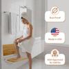 Teak Shower Seat - Contour Wood / Folding Wall Mount Bench for Inside Shower / ADA Safety Assist / 304 Stainless Steel / Brushed Finish / 26" x 16" view 3