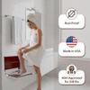 Folding Shower Seat Wall Mounted with Back | 500 lbs Maximum Load Capacity | ADA Compliant Safety Assist Teak Shower Seat for Seniors, Handicapped, and Children | 304 Stainless Steel Frame | 18 x 16 view 3