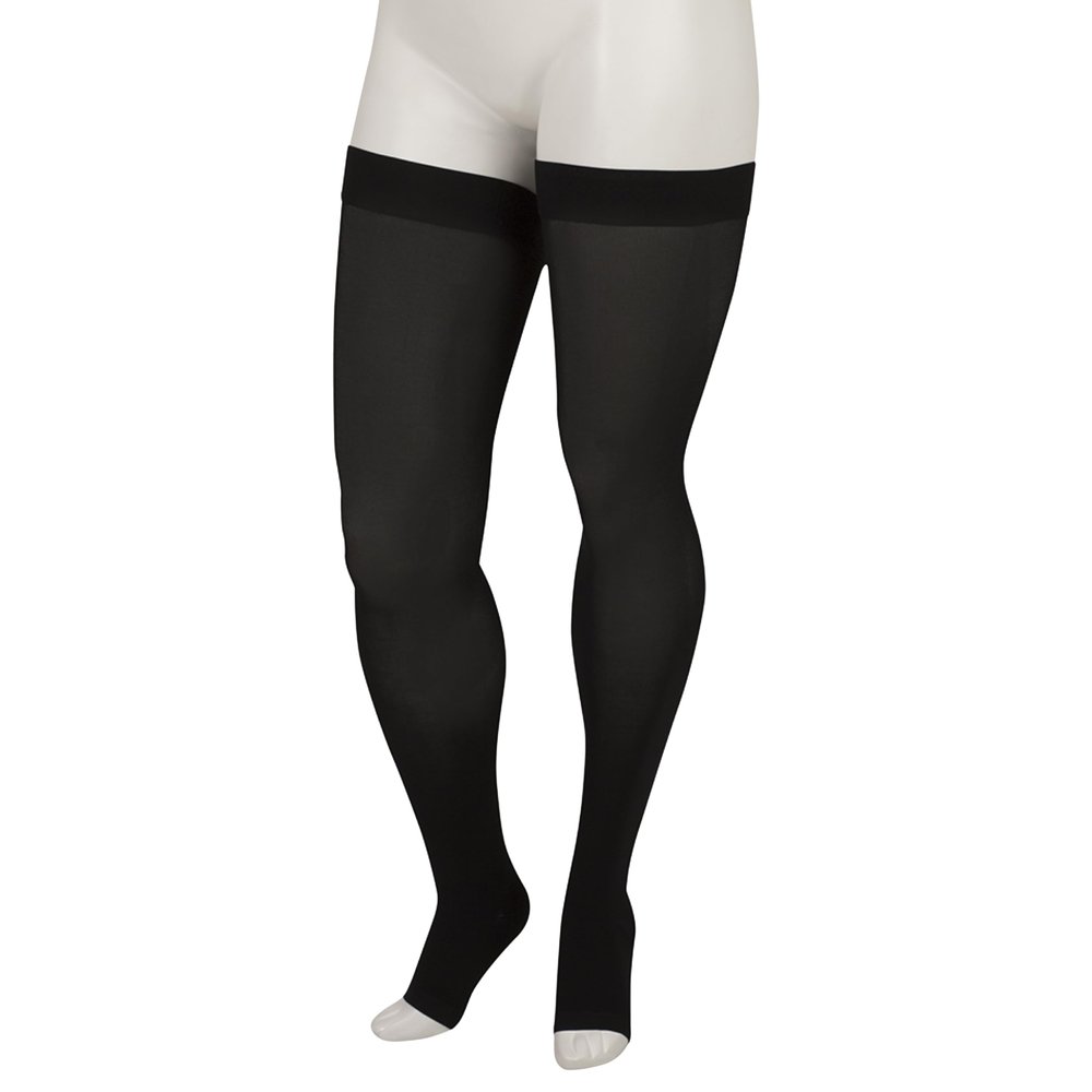 JUZO 20-30 mmHg, Basic, Thigh, OT, Silicone, Black, Size: V (4411AGSB10-V)