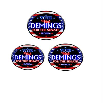 Three Val Demings Pins, Select Size 2.25" Or 3" Democrat Senator Florida (2.25")