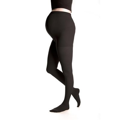 duomed Advantage Soft Opaque 15-20 mmHg Maternity Pantyhose Closed Toe Compression Stockings, Black, Small, Petite