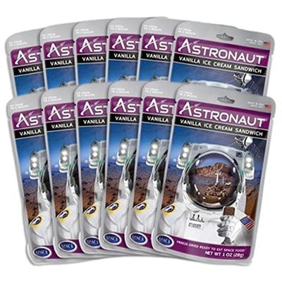 Astronaut Foods Freeze-Dried Ice Cream Sandwich, NASA Space Dessert, Vanilla, 12 Count