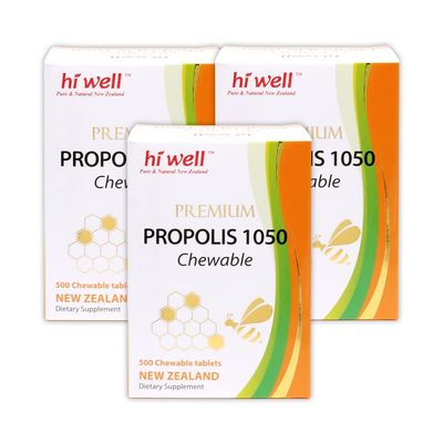 (Pack of 3) Hi Well Premium Propolis 1050 500Tablets
