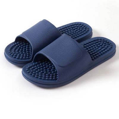 Acupressure Reflexology Massage SlippersNon Slip Women Massage Sandals Summer Fashion Indoor Outdoor Flip Flops Woman Shoes Beach Bathroom Slipper Men Slide ( Color : Navy blue , Size : EUR 40-41 )