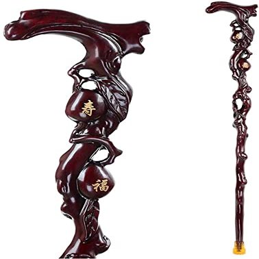 Wooden Cane Walking Stick Disabled&Elderly Lightweight Solid Wood Canes, Men&Women Hiking Wood Walking Sticks Mountaineering Crutch Durable Wood Canes (Color : Crimson, Size : 93cm)