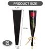 BEISHIDA 50 PCS Single Rose Sleeve Plastic Flower Wrapping Bags Cellophane Flower Sleeves for Florist Bouquet Supplies Mother's Day Valentine's Day (Black and Champagne) view 2