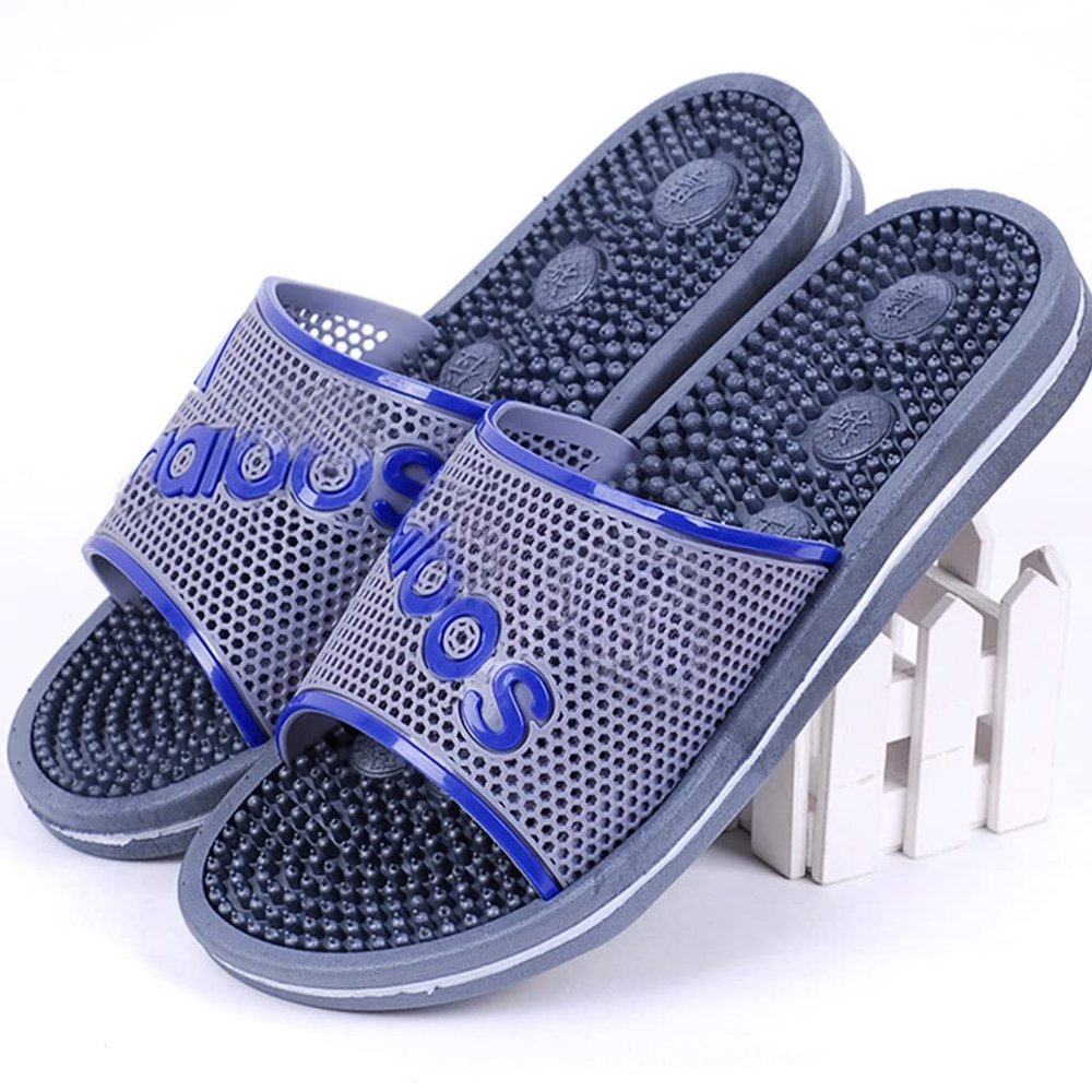 GHYUB Massage Slippers Foot Reflexology Non-Slip Shower Slide Shoes,Acupressure Massage Sandals Foot Massage to Reduce Foot Pain, Promote Blood Circulation Foot Care (Color : Blue, Size : EUR43)