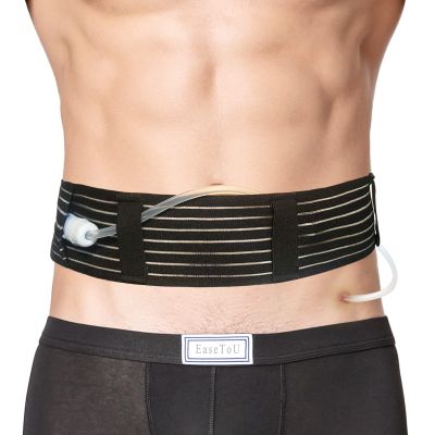 Soft Breathable Peritoneal Dialysis Belt Adjustable PD Catheter Holder Accessories Discreet for Safety Secure Transfer Set Peg Feeding Tube Supplies Men Women Black Large