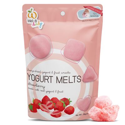 Wel-B Freeze Dried Fruit, Fresh Strawberries with Yogurt Freeze Dried to Crispy Chips, Healthy Snack for Kids and Adults with Natural Flavor and Nutrition, No Added Sugar (0.7oz)
