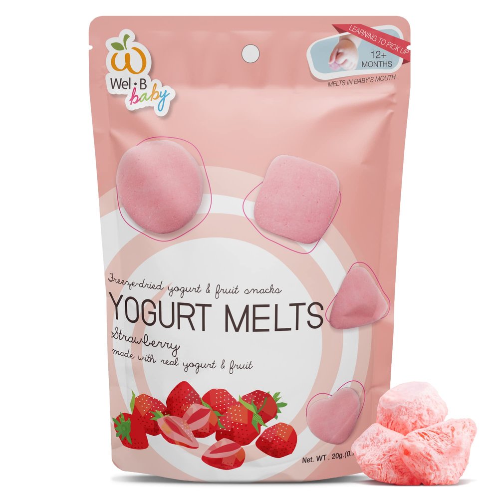 Wel-B Freeze Dried Fruit, Fresh Strawberries with Yogurt Freeze Dried to Crispy Chips, Healthy Snack for Kids and Adults with Natural Flavor and Nutrition, No Added Sugar (0.7oz)