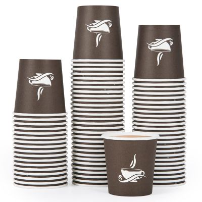 LITOPAK 500 Pack 4 oz Paper Cups, Brown Disposable Hot Coffee Cups for Party, Picnic, Travel, and Events